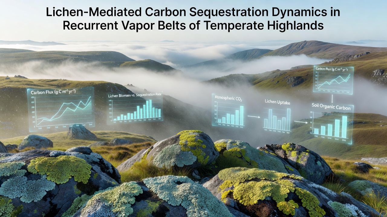 Lichen-Mediated Carbon Sequestration Dynamics in Recurrent Vapor Belts of Temperate Highlands